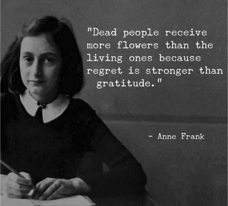 Remembrance flowers, showing gratitude, not regret.